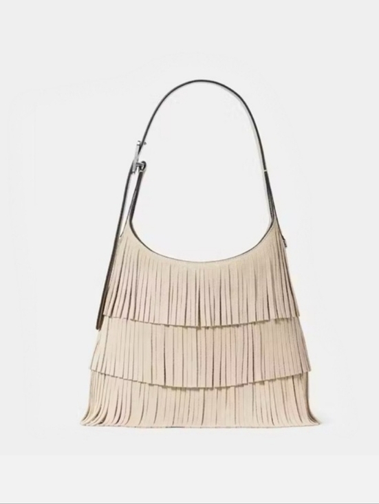kate spade Handbags - Kate Spade 454 Suede Fringe Small Shoulder Bag, Light Sand